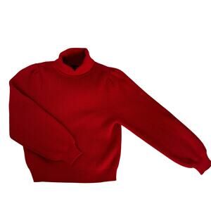 Ann Taylor Red Balloon Sleeve Turtleneck Sweater Thick Nautical Patriotic S